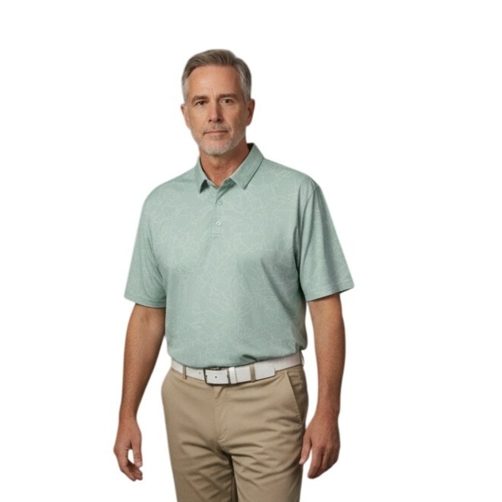 Apt.‎ 9 Premier Flex Polo Shirt XL Mint Green Floral Stretch Golf